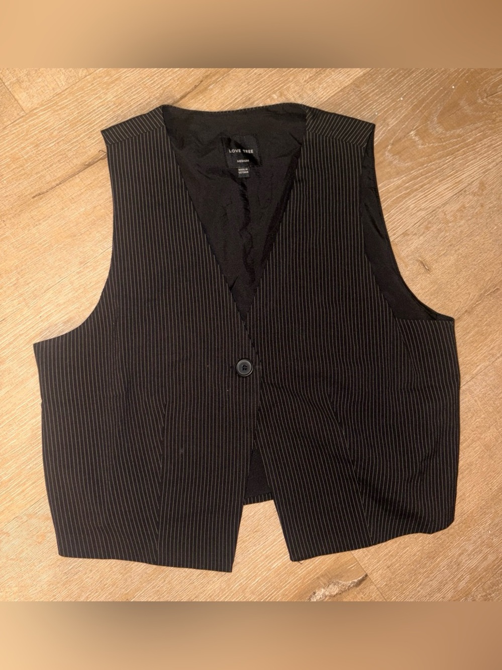 Love Tree WoMen's Black Pinstripe Vest
